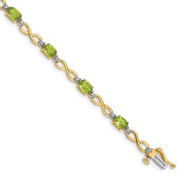 Gemstone Classics(tm) 14kt. Diamond & Peridot Link Bracelet