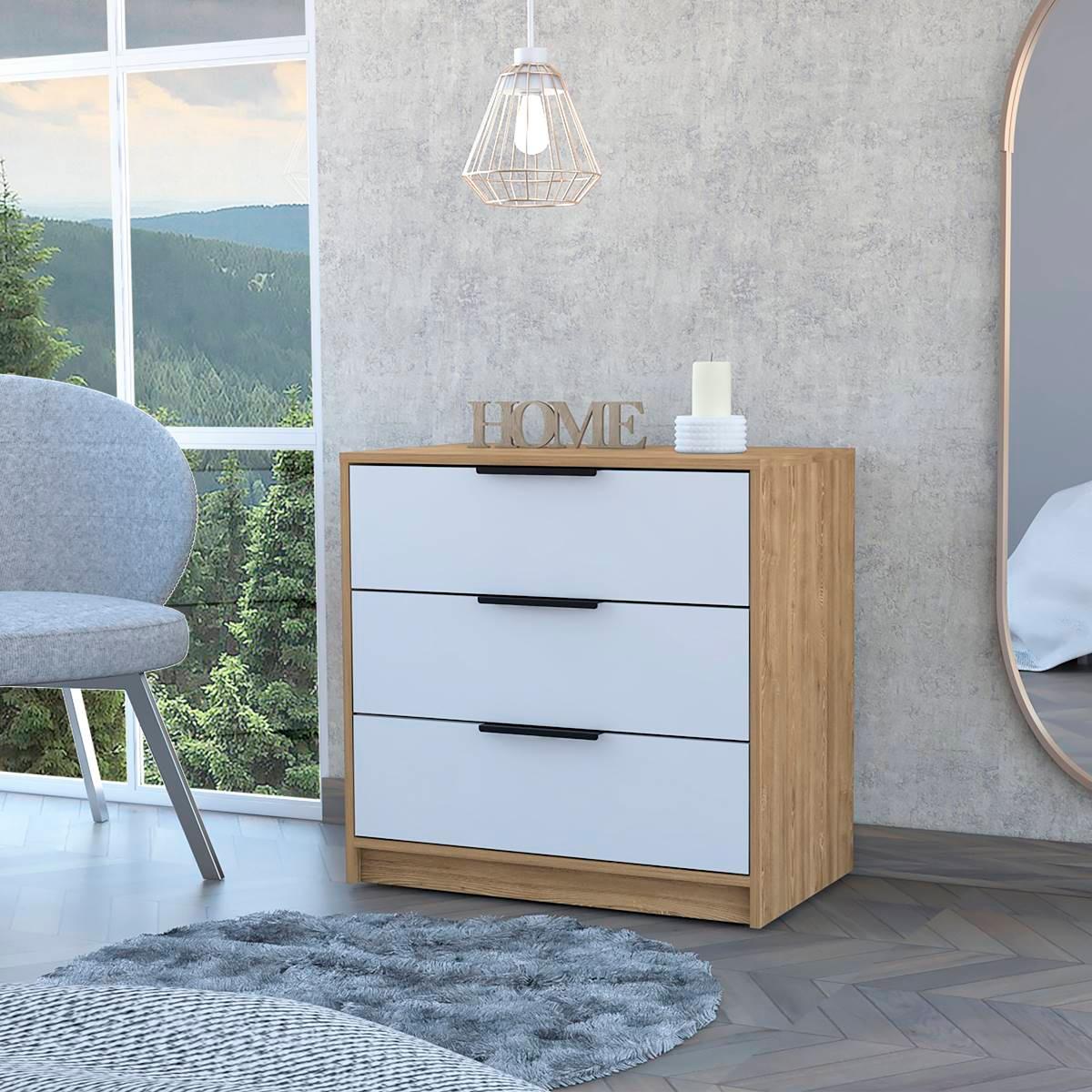 FM FURNITURE Washington White 3 Drawer Dresser