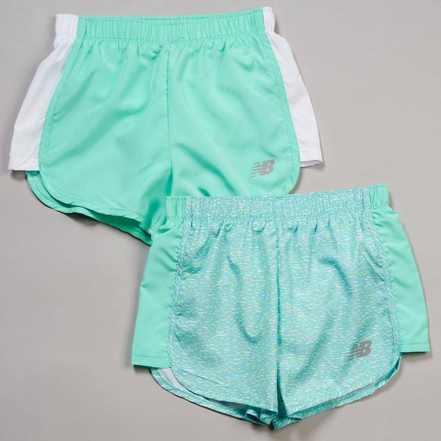 Girls (7-16) New Balance 2pk. Woven Shorts - Bright Mint