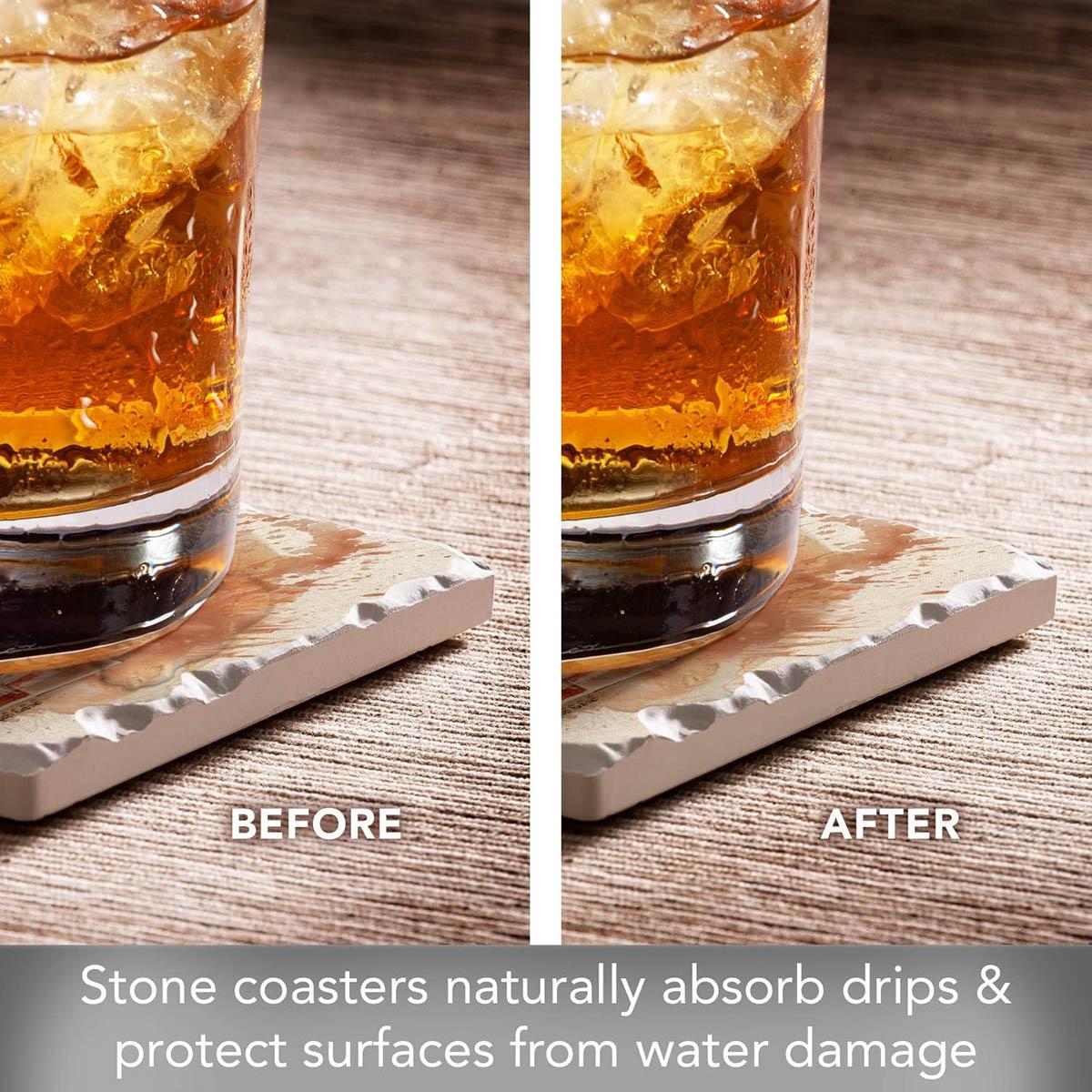 4pk. Bourbon Splash Square Coaster Set