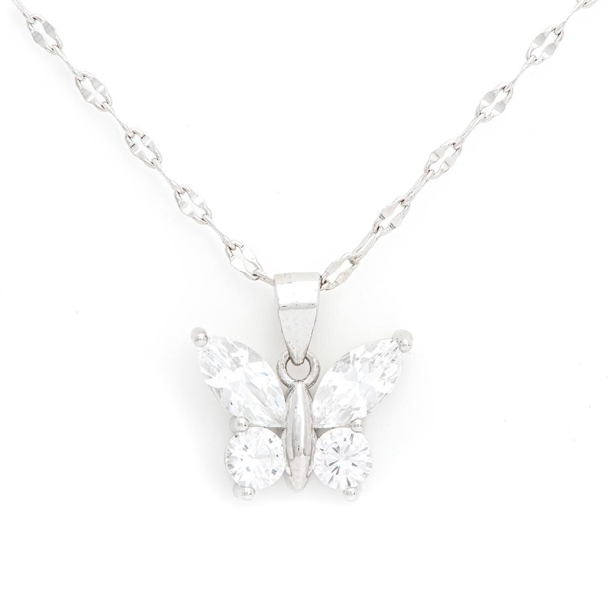 Gianni Argento Created Sapphire Butterfly Pendant Necklace