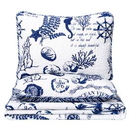 FreshFold 3pc. Nautical Coastal Themed Bedspread Quilt Set