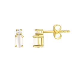 Oval Mother of Pearl June Birthstone Stud Earrings