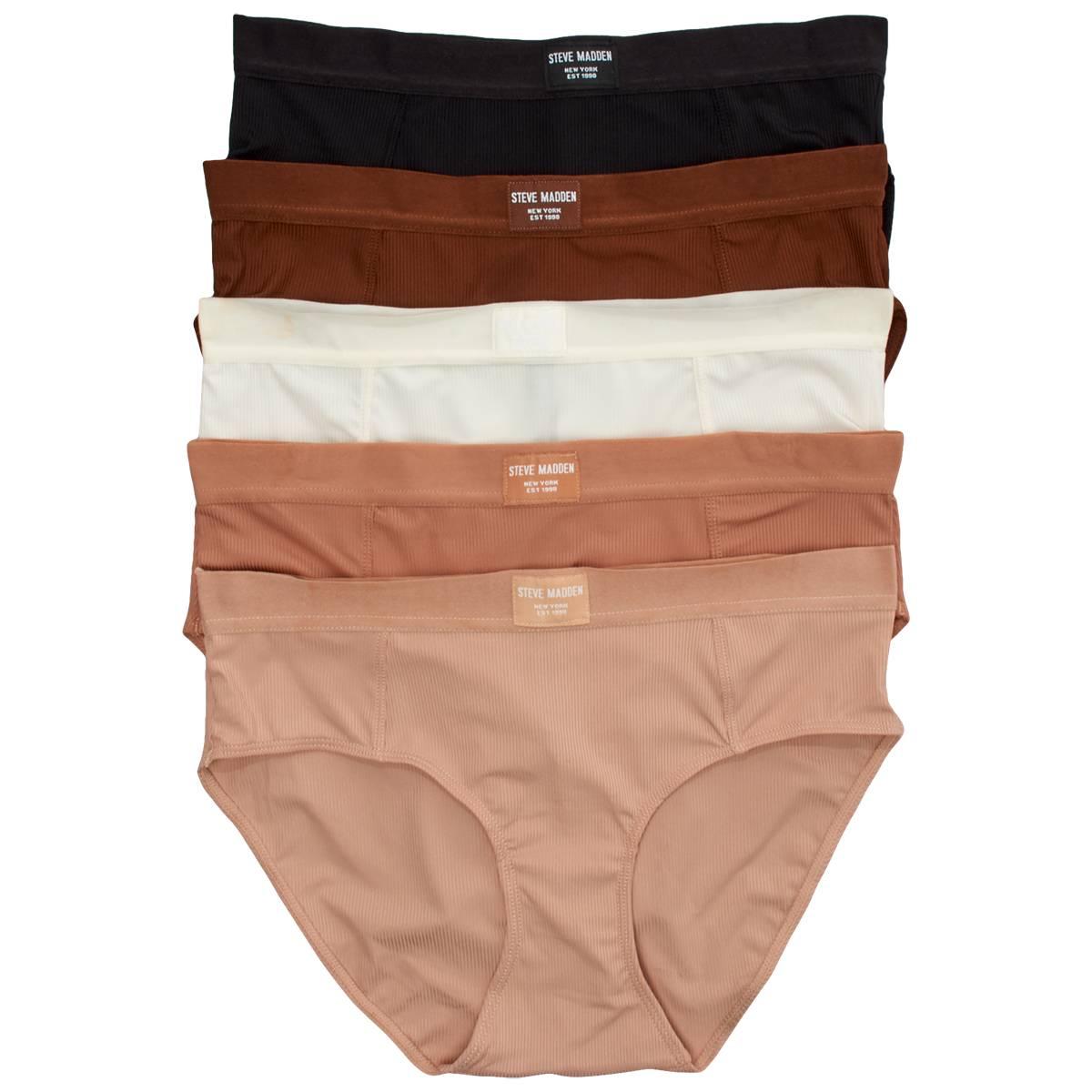 Womens Steve Madden 5pk. Ribbed Hipster Panties - SM64272A5