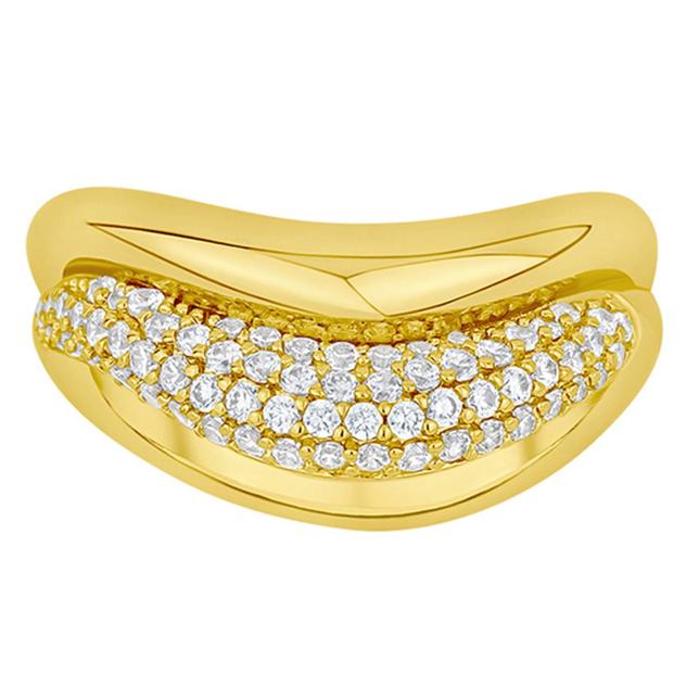 Marsala Gold Plated CZ Double Dip Ring