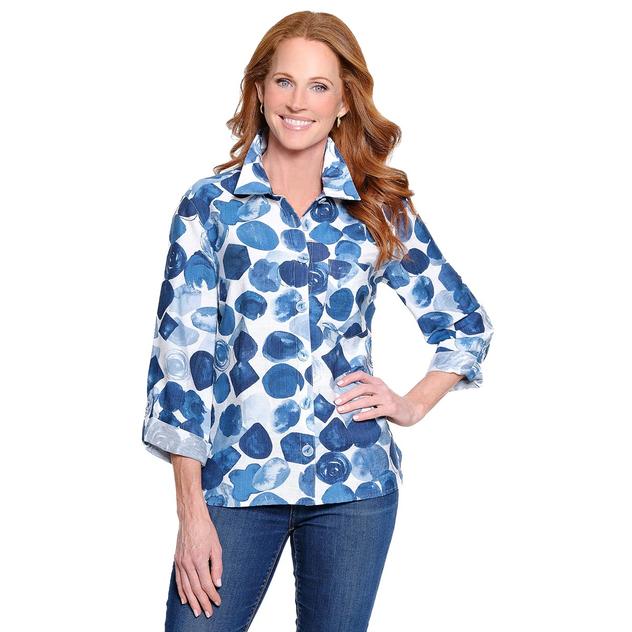 Womens Ali Miles 3/4 Roll Tab Sleeve Abstract Dot Blouse