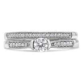 Haus of Brilliance Sterling Silver 1/3ctw. Diamond Bridal Set