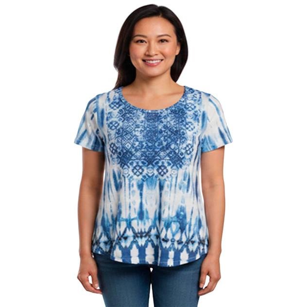 Womens OneWorld Short Sleeve Abstract Sublimation Tee