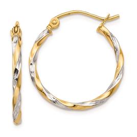 Gold Classics(tm) 14kt. Rhodium 21x20mm Twisted Hoop Earrings