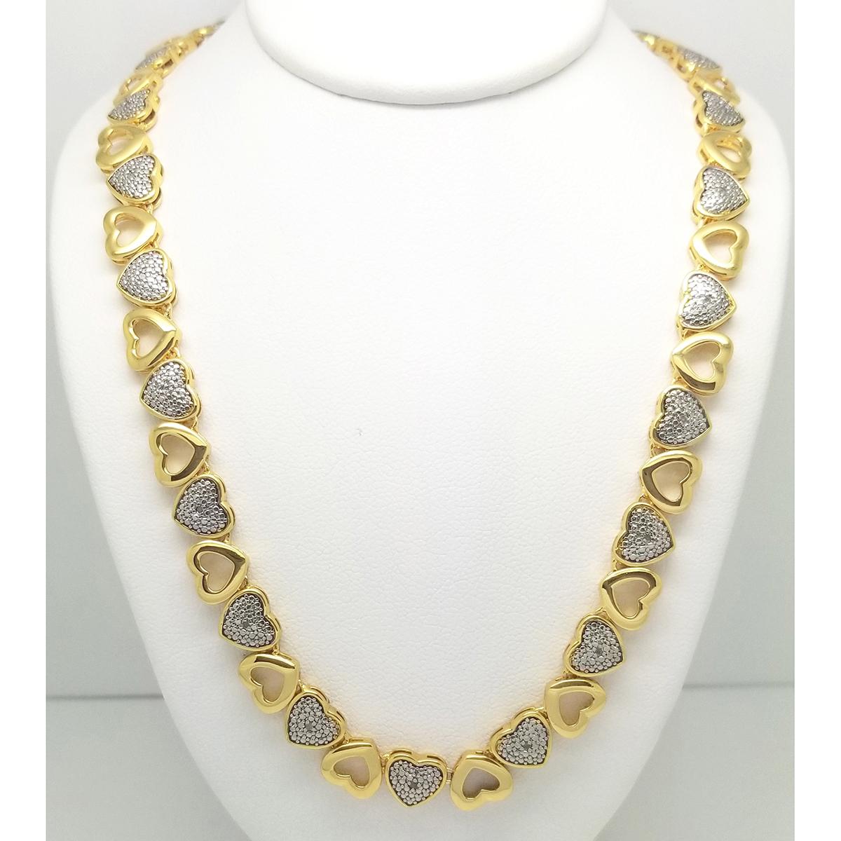 Gianni Argento Gold Plated 1/10ct. Heart Pendant Link Necklace