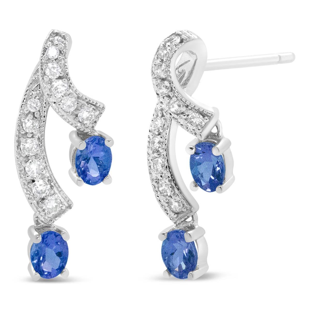 Haus of Brilliance 14kt. White Gold Blue Tanzanite Stud Earrings