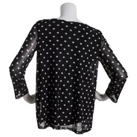 Womens Notations 3/4 Sleeve Dots Mesh 2Fer Blouse