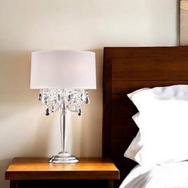 HomeRoots 29in. Chandelier Faux Crystal Table Lamp
