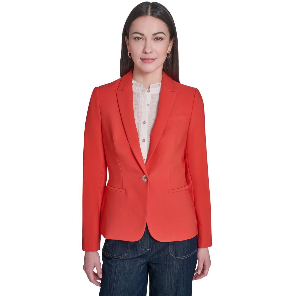 Womens Tommy Hilfiger Long Sleeve One Button Solid Blazer