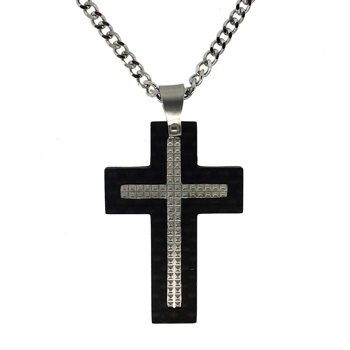 Mens Forever New Stainless Steel Black IP Pendant