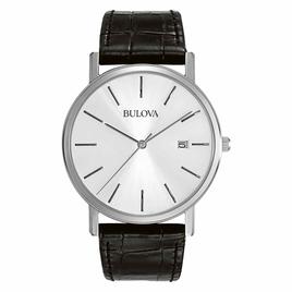 Mens Bulova Black Strap & Stainless Steel Watch - 96B104