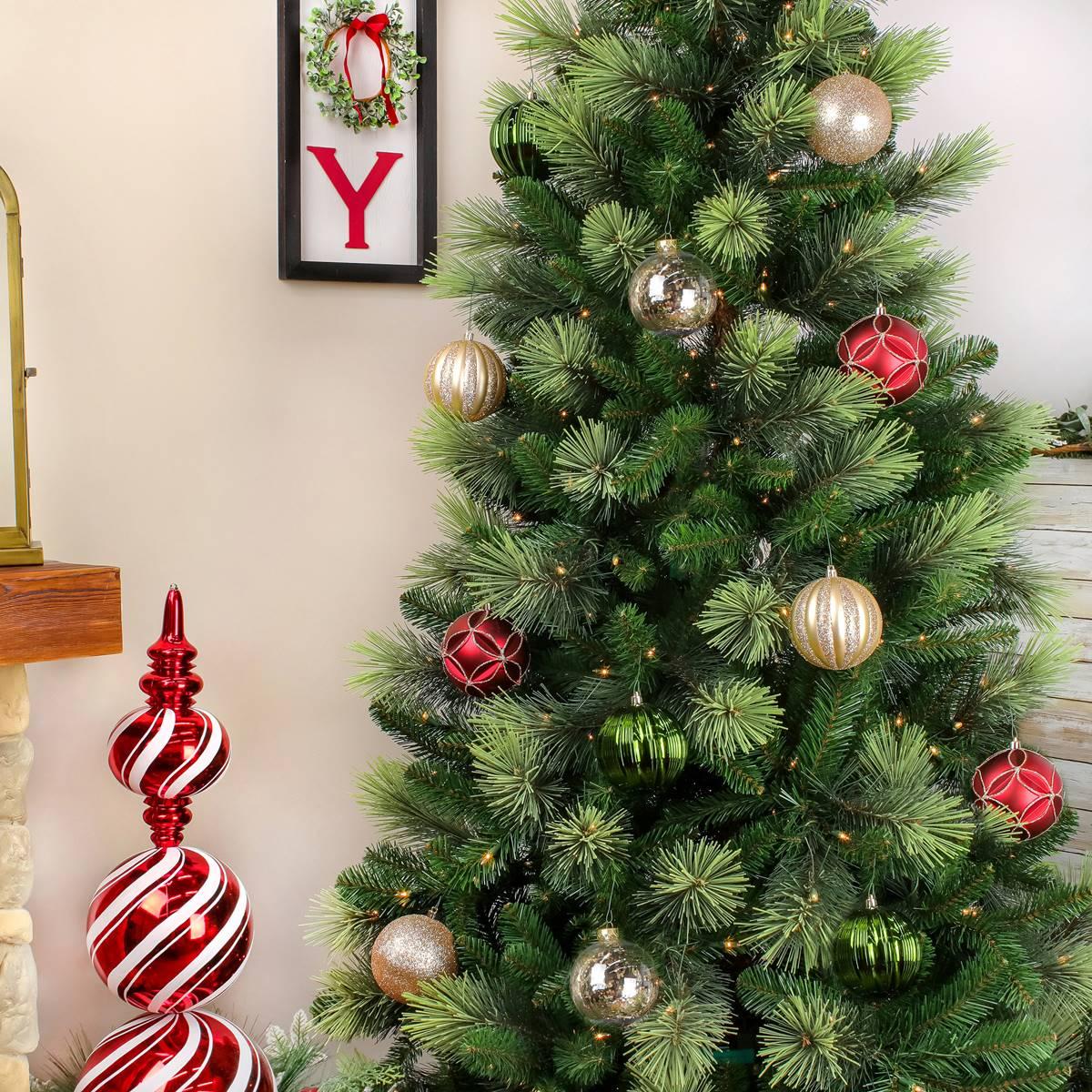 National Tree 13in. Gold, Red, & Green Ball Ornaments - Set of 9