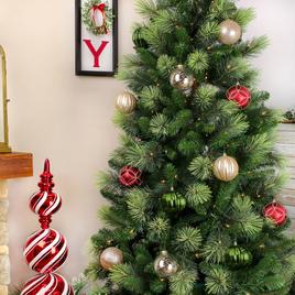 National Tree 13in. Gold, Red, & Green Ball Ornaments - Set of 9