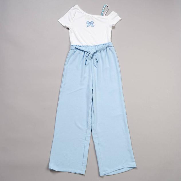 Girls (7-16) No Comment Bow Cold Shoulder Paperbag Waist Jumpsuit