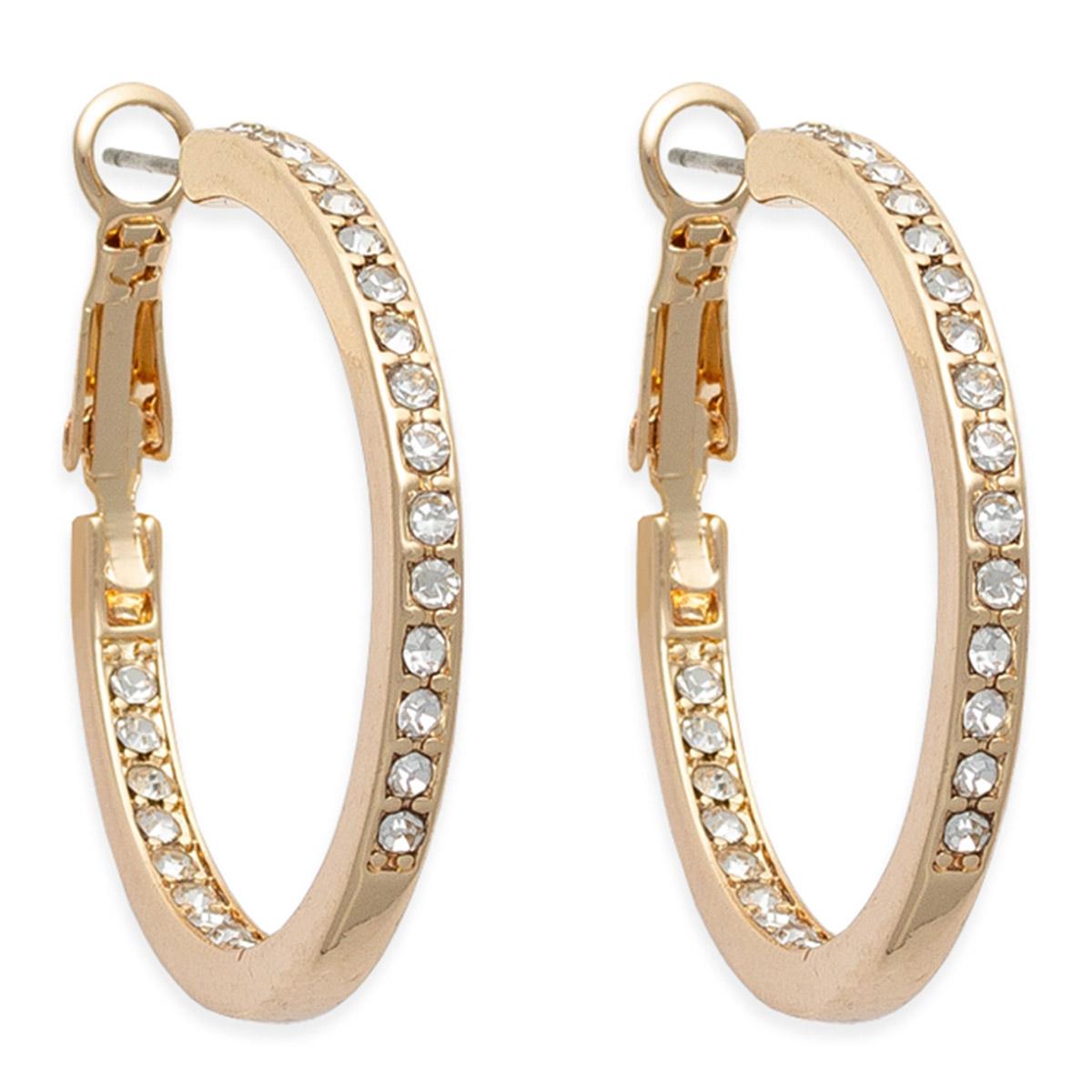 Freedom Nickel-Free Gold-Tone In & Out Crystal Hoop Earrings