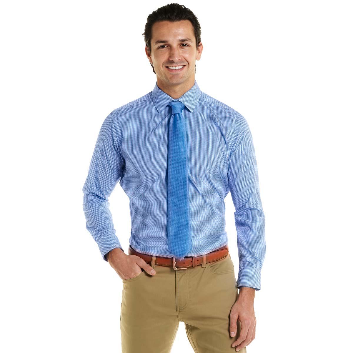 Mens Christian Aujard Slim Fit Gingham Dress Shirt - Blue