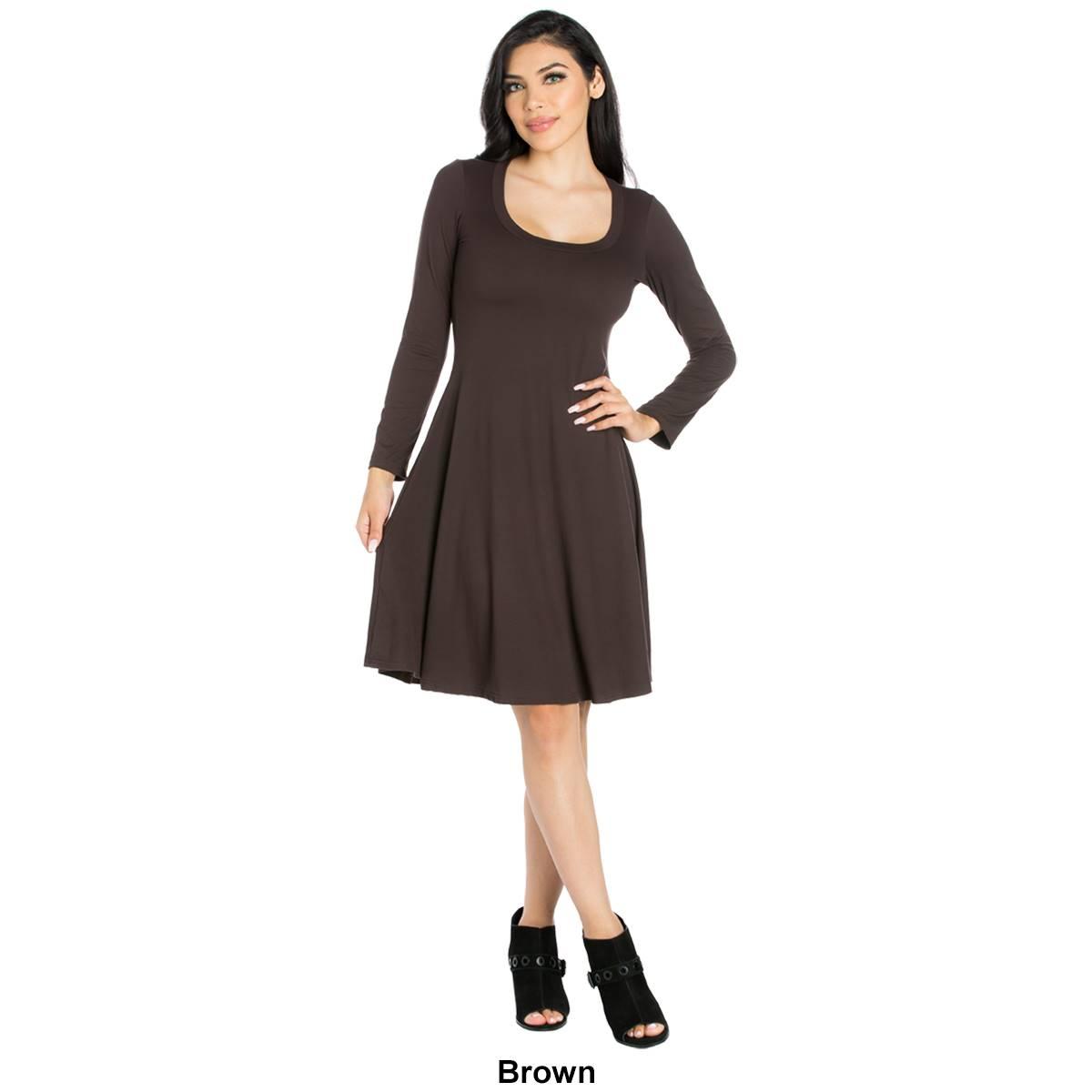 Womens 24/7 Comfort Apparel Long Sleeve Flared Mini Dress