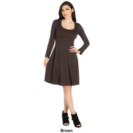 Womens 24/7 Comfort Apparel Long Sleeve Flared Mini Dress