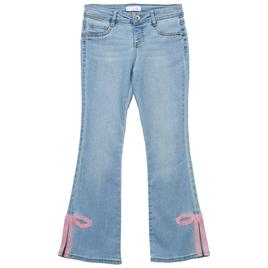 Girls (7-12) Squeeze Flared Jeans w/ Pink Bow Split Hem