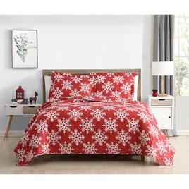 Spirit Linen Home(tm) Holiday Snowflakes Quilt Set