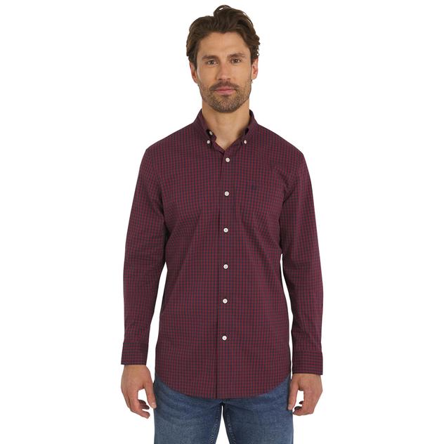 Mens Chaps Long Sleeve Checkered Stretch Button Down Shirt