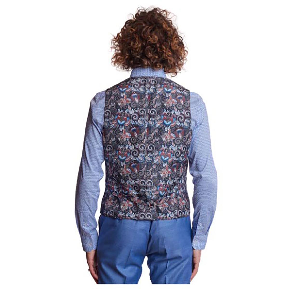 Mens Paisley & Gray Vest - Blue Shark