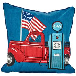 Jordan Manufacturing Truck & American Flag Outdoor Toss Pillow