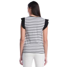 Womens Rafaella® Ruffle Cap Sleeve Stripe Blouse