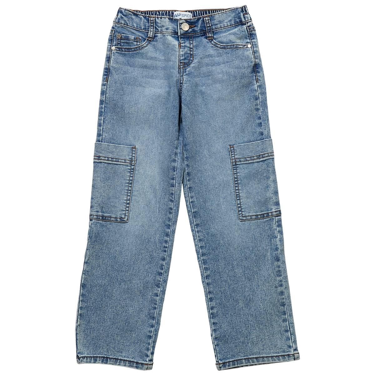 Girls (7-12) Blue Spice Straight Leg Cargo Jeans