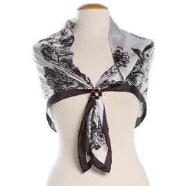 Womens Jessica McClintock Black And White Floral Square Scarf