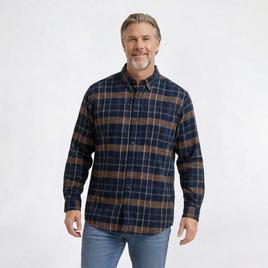 Mens Big & Tall Mountain Ridge Flannel Shirt - Navy/Orange