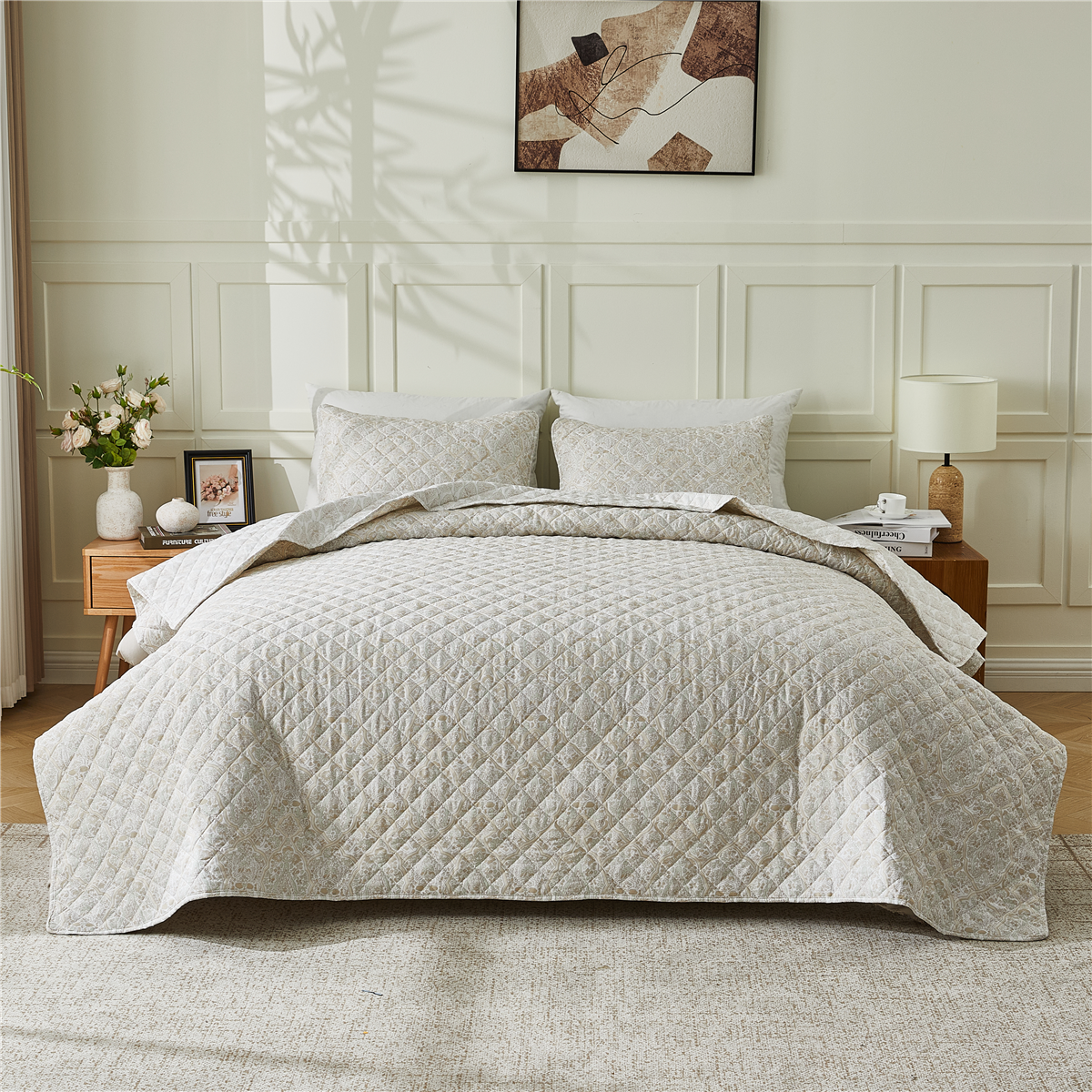 Patina Vie Maison Vintage Floral Perrie Ornate Lotus Quilt Set