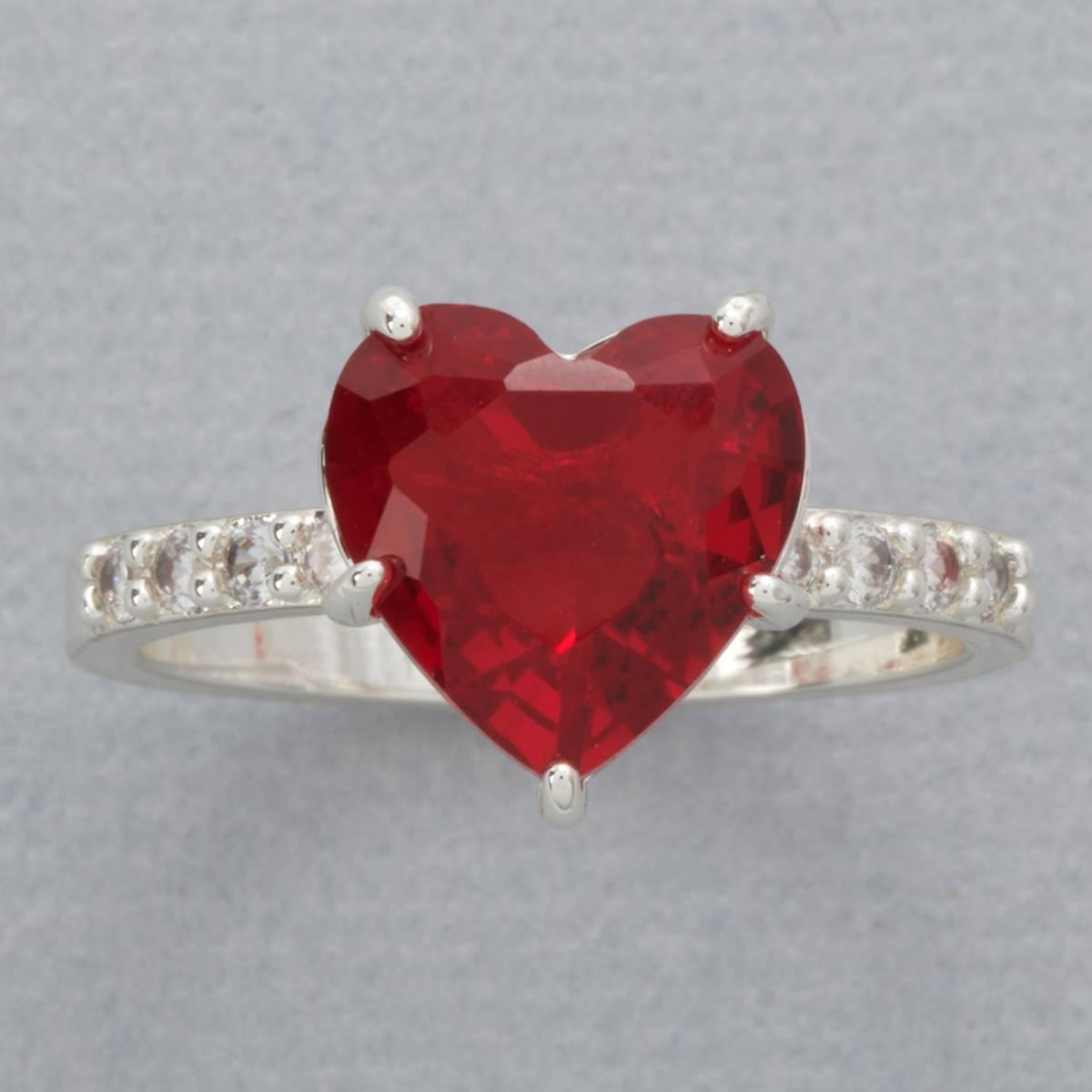Ashley Cooper(tm) Siam CZ Heart Ring with Pave