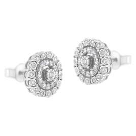 Haus of Brilliance 10kt. White Gold 1/2ctw. Halo Diamond Earrings