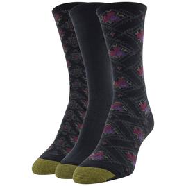 Womens Gold Toe® 3pk. Casual Diamond Floral Crew Socks