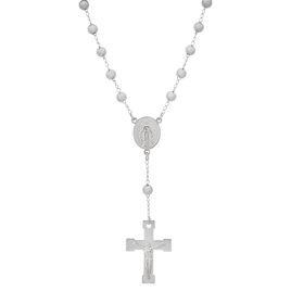 Mens Iron Saints Stainless Steel Rosary with Cross & Crucifix