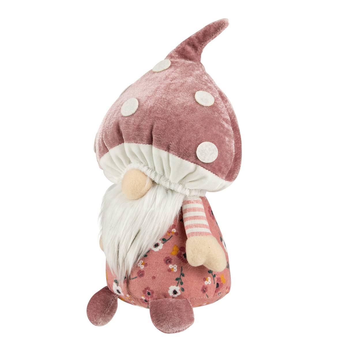 Northlight Seasonal Pink Floral Mushroom Gnome Figurine