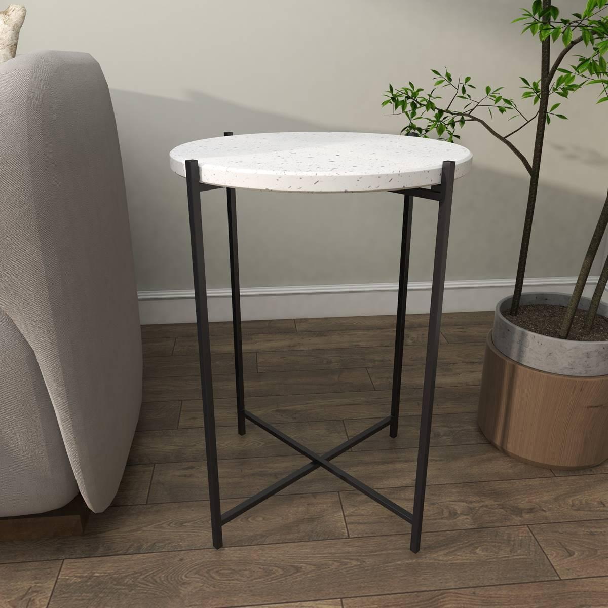 9th & Pike® Black Contemporary Terrazzo Accent Table