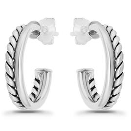 Designs by FMC Sterling Silver Twist Combo Post Hoop Earrings