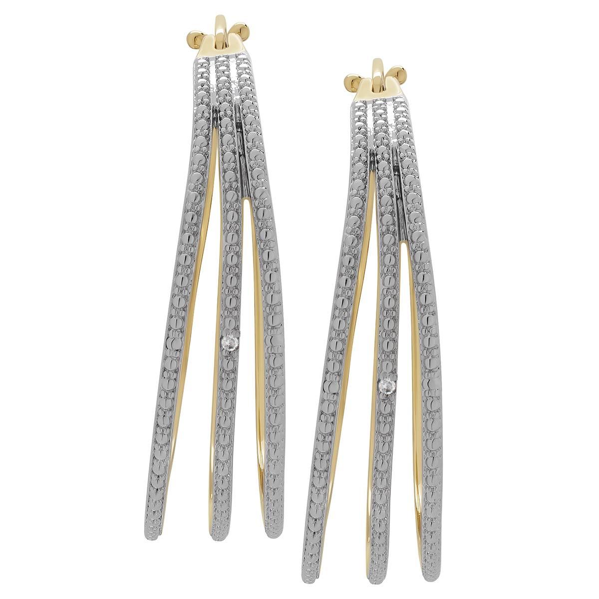 Accents by Gianni Argento Diamond Triple Loop Hoop Earrings