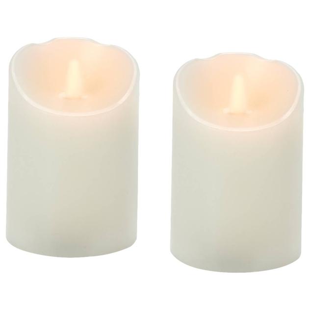 Realistic LED 3x4 Pillar Wax Candle - Set of 2