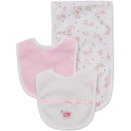Baby Girl Little Me Rose Bib and Burp Set