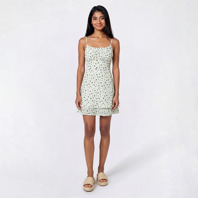 Juniors Emerald Sundae Ditsy Chiffon Double Tier Emma Slip Dress