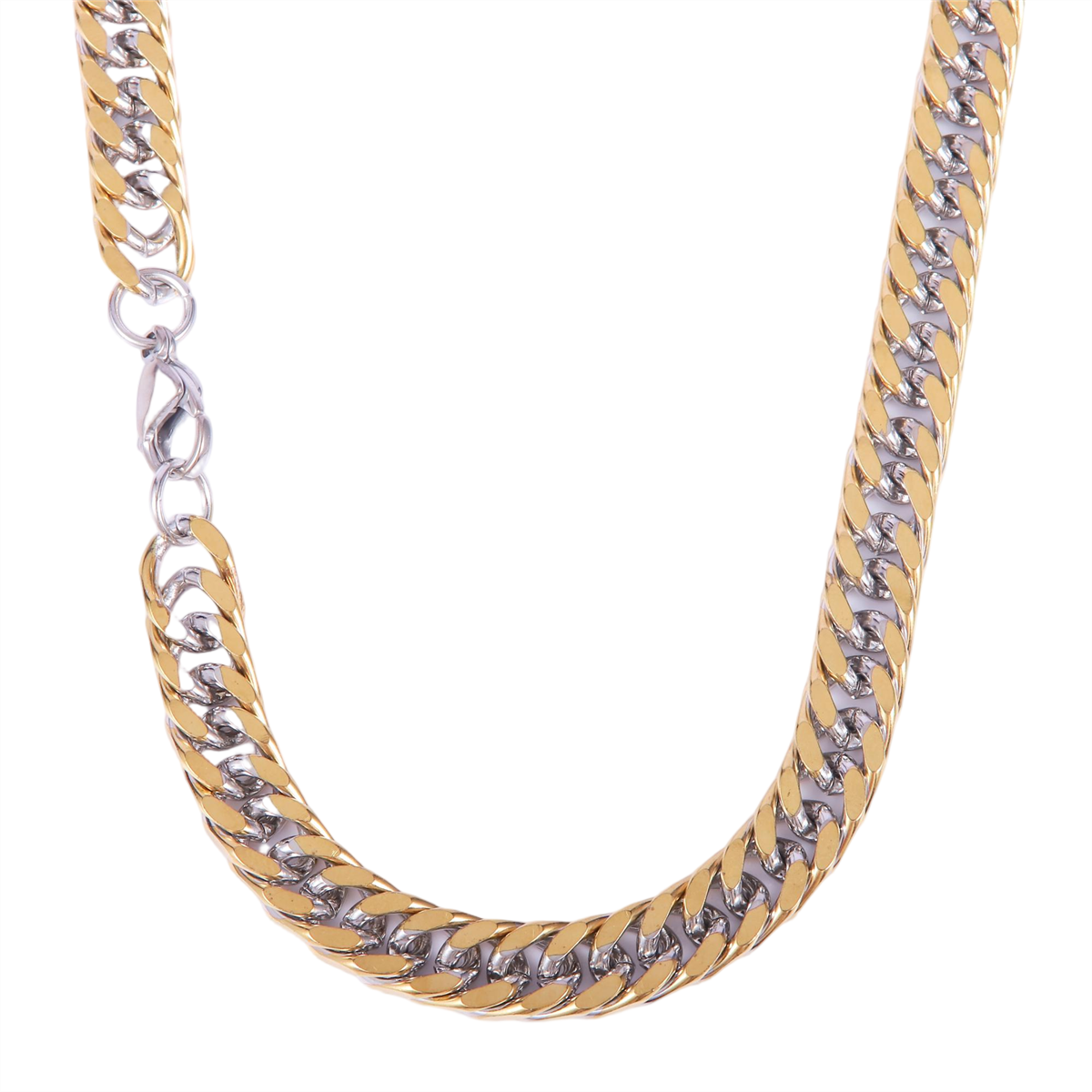 Mens Iron Saints 8.5mm Cuban Link Silver & Gold Necklace