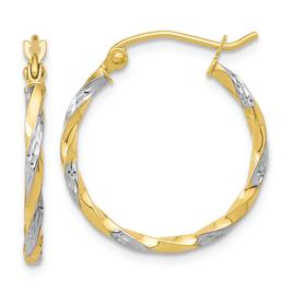 Gold Classics(tm) 10kt. &amp;  Rhodium Hollow Twisted Hoop Earrings